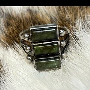 Esterling Silver and Green Stone Ring